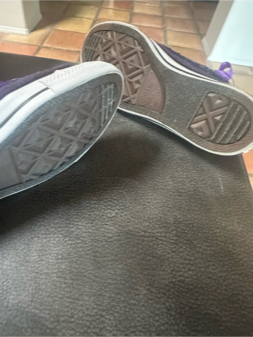 Converse Purple Sequin High Top Sneakers with Satin Laces - Picture 5 of 6